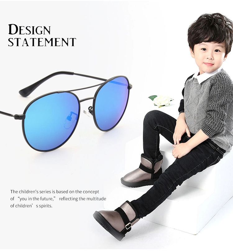 Modern Design Metal Kids Mirrored Polarized Sunglasses