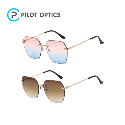 Pilot Optics 2023 Wholesale Big Size Rimless Metal Cheap Sunglasses